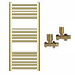 Small 400mm x 900mm Shiny Gold Heated Towel Rail Radiator