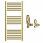 400mm Wide - Heated Towel Rail Radiator - Shiny Gold - Straight