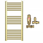 400mm Wide - Heated Towel Rail Radiator - Shiny Gold - Straight