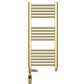 Small Dual Fuel 400mm x 900mm Shiny Gold Heated Towel Rail Radiator- (incl. Valves + Electric Heating Kit)