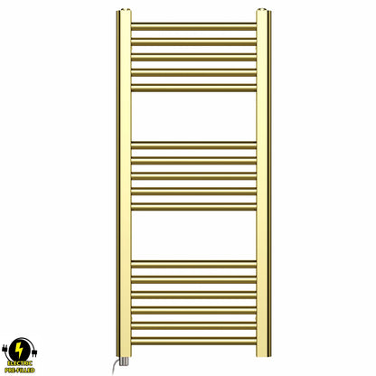 Small 400mm x 900mm Shiny Gold Electric Pre-Filled Heated Towel Rail Radiator