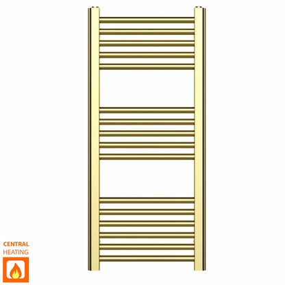 400mm Wide - Heated Towel Rail Radiator - Shiny Gold - Straight