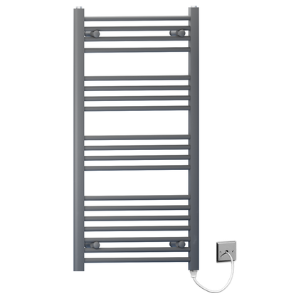  450mm x 1000mm Anthracite Grey Electric Heated Towel Rail Radiator 