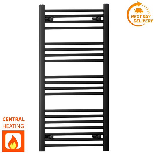 550mm x 1000mm Matt Black Heated Towel Rail Radiator