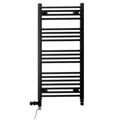  550mm x 1000mm Dual Fuel Matt Black Heated Towel Rail Radiator 