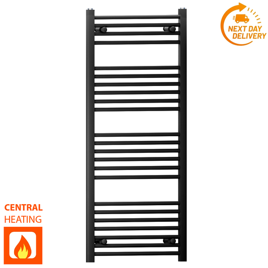 550mm x 1200mm Matt Black Heated Towel Rail Radiator