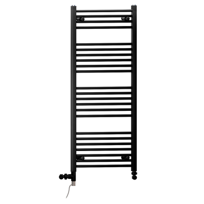  600mm x 1200mm Dual Fuel Matt Black Heated Towel Rail Radiator 