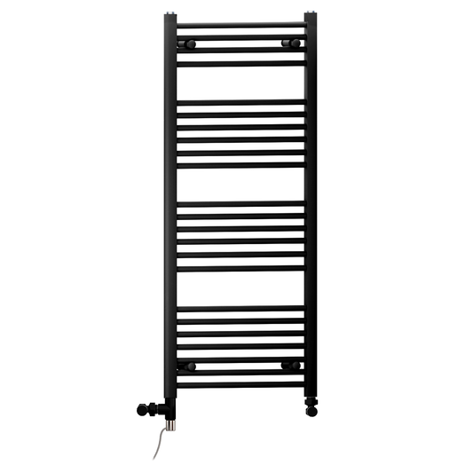 600mm x 1200mm Dual Fuel Matt Black Heated Towel Rail Radiator