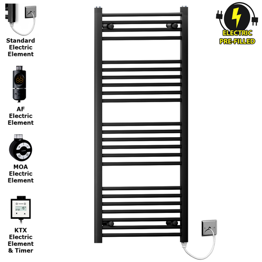 550mm x 1200mm Matt Black Electric Heated Towel Rail Radiator