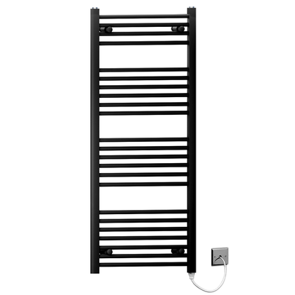  450mm x 1200mm Matt Black Electric Heated Towel Rail Radiator 