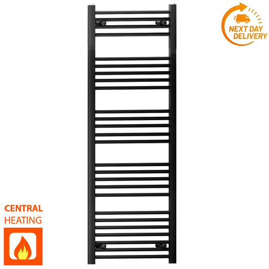 450mm x 1400mm Matt Black Heated Towel Rail Radiator
