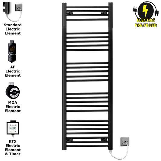 450mm x 1400mm Matt Black Electric Heated Towel Rail Radiator