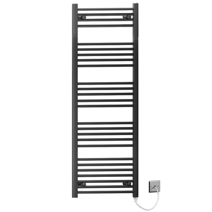 45 140 Matt Black Towel Rail Radiator Heated Warmer Wide High Electric Pre Filled Standard Manual Element 