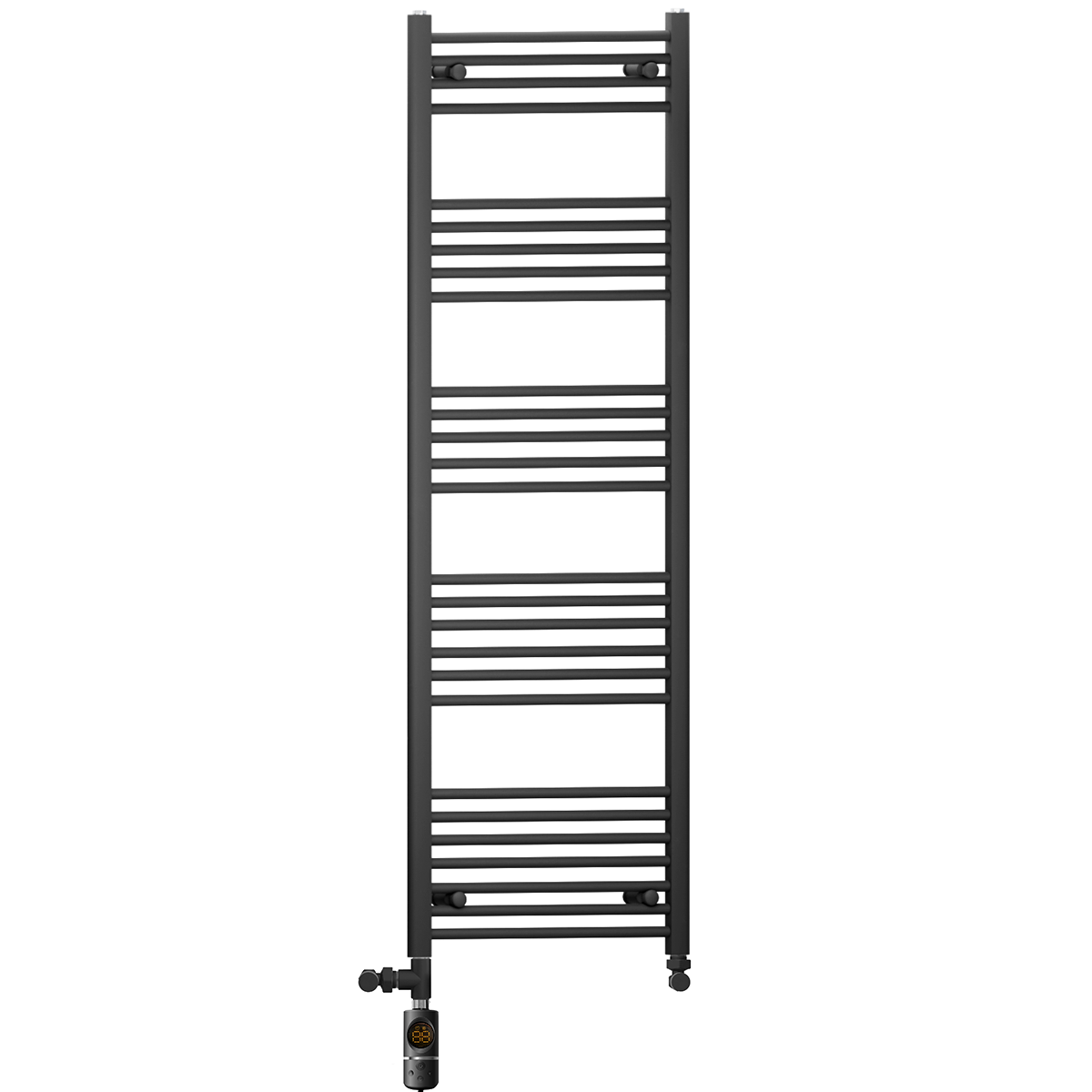 500mm x 1600mm Dual Fuel Matt Black Heated Towel Rail Radiator