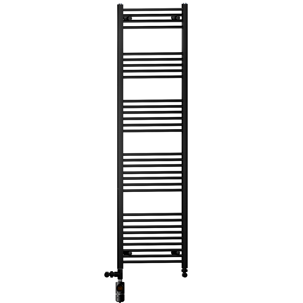 600mm x 1800mm Dual Fuel Matt Black Heated Towel Rail Radiator