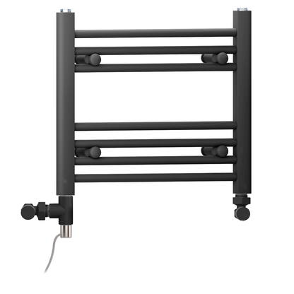  600mm x 400mm Dual Fuel Matt Black Heated Towel Rail Radiator 