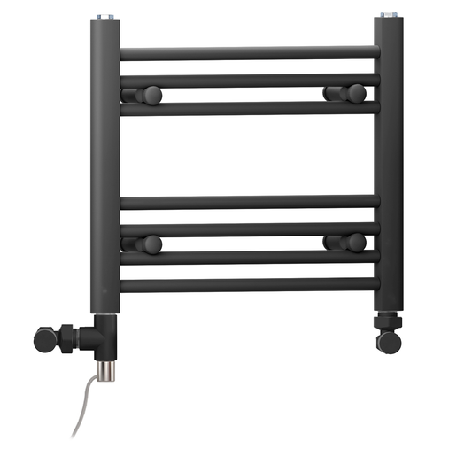 600mm x 400mm Dual Fuel Matt Black Heated Towel Rail Radiator
