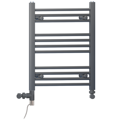  500mm x 600mm Small Anthracite Grey Dual Fuel Heated Towel Rail Radiator 