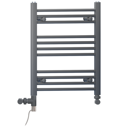 500mm x 600mm Small Anthracite Grey Dual Fuel Heated Towel Rail Radiator