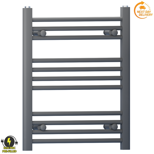 500mm x 600mm Small Anthracite Grey Electric Heated Towel Rail Radiator
