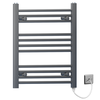  450mm x 600mm Small Anthracite Grey Electric Heated Towel Rail Radiator 