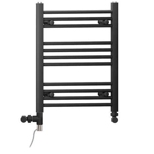 400mm x 600mm Dual Fuel Small Matt Black Heated Towel Rail Radiator