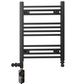550mm x 600mm Dual Fuel Small Matt Black Heated Towel Rail Radiator 
