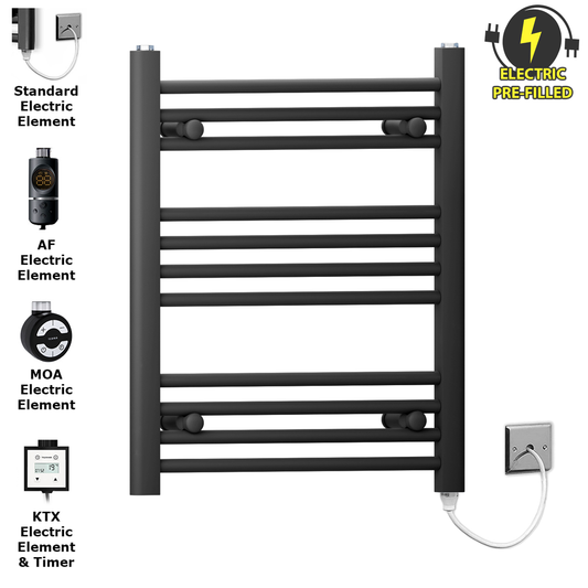450mm x 600mm Small Matt Black Electric Heated Towel Rail Radiator