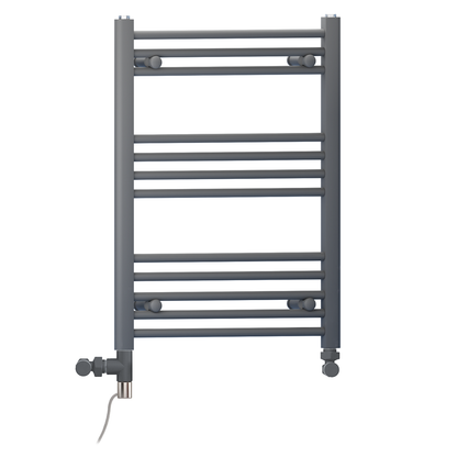  550mm x 700mm Small Anthracite Grey Dual Fuel Heated Towel Rail Radiator 
