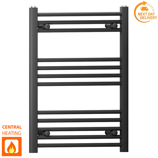 500mm x 700mm Small Matt Black Heated Towel Rail Radiator