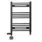 500mm x 700mm Dual Fuel Small Matt Black Heated Towel Rail Radiator 