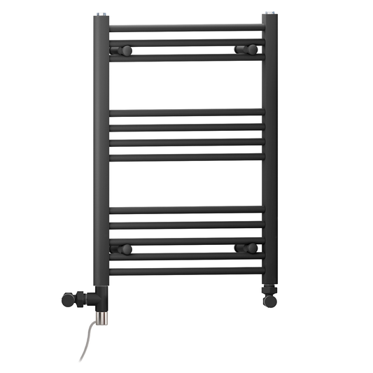 450mm x 700mm Dual Fuel Small Matt Black Heated Towel Rail Radiator