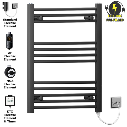 450mm x 700mm Small Matt Black Electric Heated Towel Rail Radiator