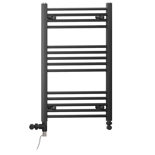 450mm x 800mm Dual Fuel Small Matt Black Heated Towel Rail Radiator