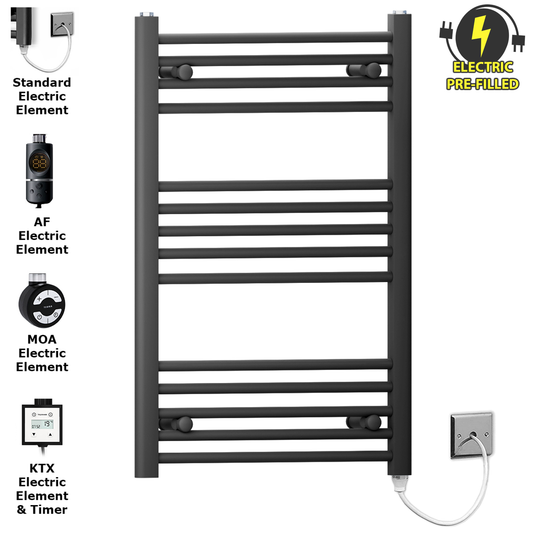 500mm x 800mm Small Matt Black Electric Heated Towel Rail Radiator