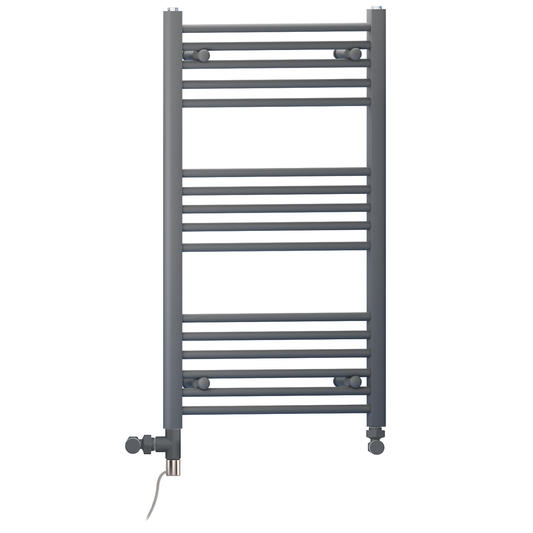 550mm x 900mm Small Anthracite Grey Dual Fuel Heated Towel Rail Radiator