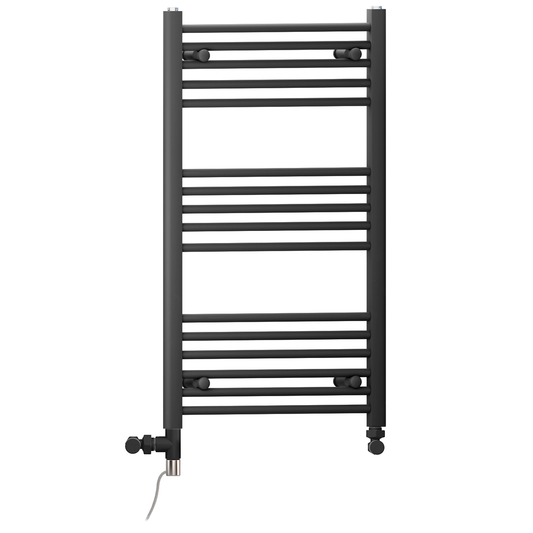 450mm x 900mm Dual Fuel Small Matt Black Heated Towel Rail Radiator