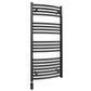 400mm x 1000mm Curved Matt Black Electric Pre-Filled Heated Towel Rail Radiator