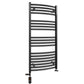 Dual Fuel 450mm x 1000mm Matt Matt Black Curved Heated Towel Rail - (incl. Valves + Electric Heating Kit)