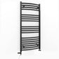 Dual Fuel 450mm x 1000mm Matt Matt Black Curved Heated Towel Rail - (incl. Valves + Electric Heating Kit)
