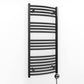 400mm x 1000mm Curved Matt Black Electric Pre-Filled Heated Towel Rail Radiator