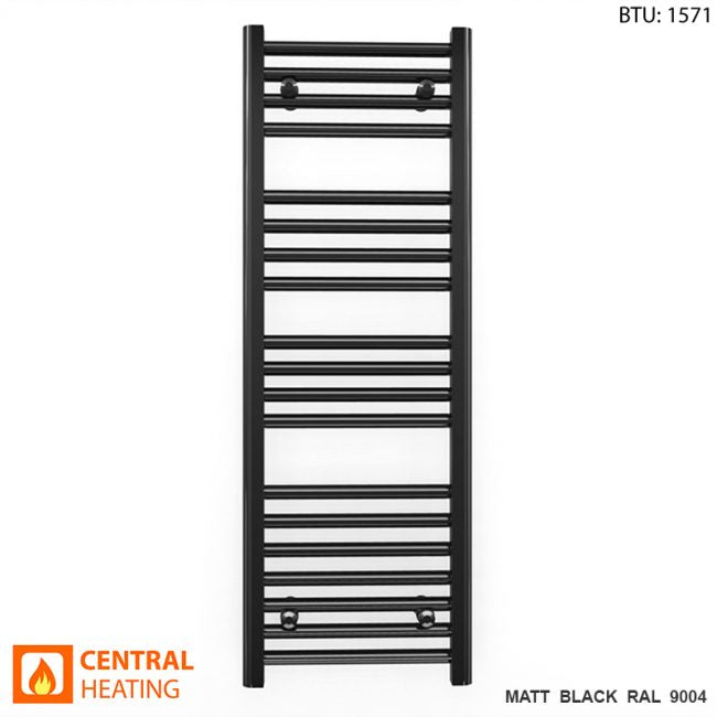 450mm Wide - Heated Towel Rail Radiator - Matt Black - Straight