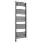 450mm x 1400mm Curved Matt Black Electric Pre-Filled Heated Towel Rail Radiator 