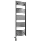 Dual Fuel 450mm x 1400mm Matt Matt Black Curved Heated Towel Rail - (incl. Valves + Electric Heating Kit) 