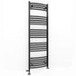 Dual Fuel 400mm x 1400mm Matt Matt Black Curved Heated Towel Rail - (incl. Valves + Electric Heating Kit) 