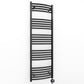 450mm x 1400mm Curved Matt Black Electric Pre-Filled Heated Towel Rail Radiator 