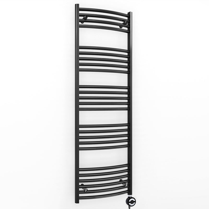 500mm x 1400mm Curved Matt Black Electric Pre-Filled Heated Towel Rail Radiator