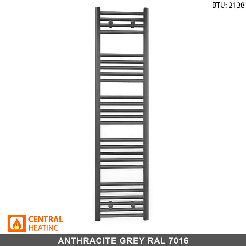 450mm Wide - Heated Towel Rail Radiator - Anthracite Grey - Straight