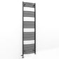Dual Fuel 400mm x 1700mm Matt Matt Black Curved Heated Towel Rail - (incl. Valves + Electric Heating Kit)