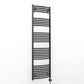 400mm x 1700mm Curved Matt Black Electric Pre-Filled Heated Towel Rail Radiator